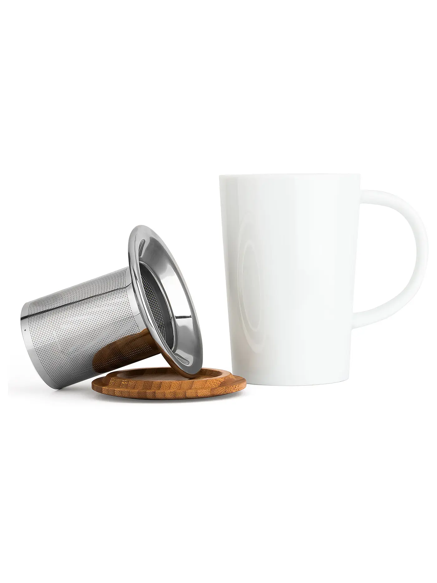 BREDEMEIJER | Tee-Becher mit Filter und Bambus-Deckel 0,4l Schwarz | weiss